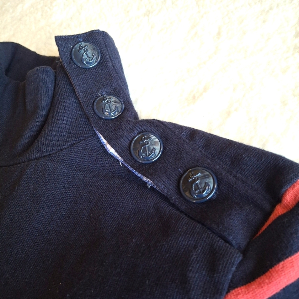 New J. Crew Coral Navy Nautical‎ Stripe TurtleNeck Longsleeve Sweater 100%Cotton - Picture 5 of 14